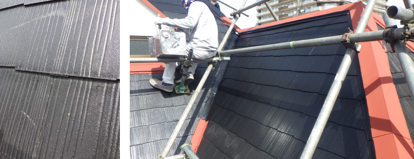 リフォーム中　スペーサー差し込み・仕上げ塗装